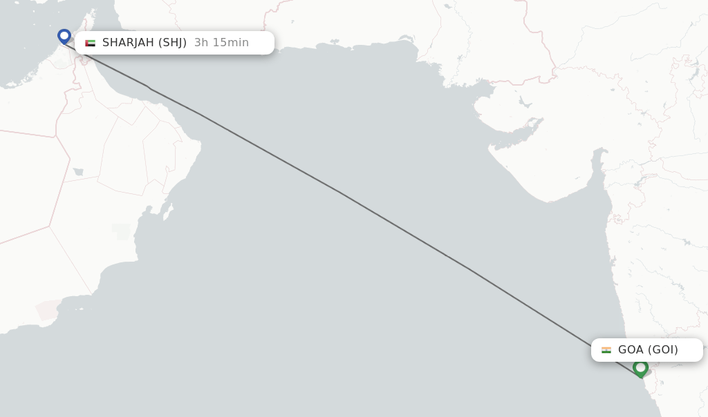 Direct (nonstop) flights from Goa to Sharjah schedules