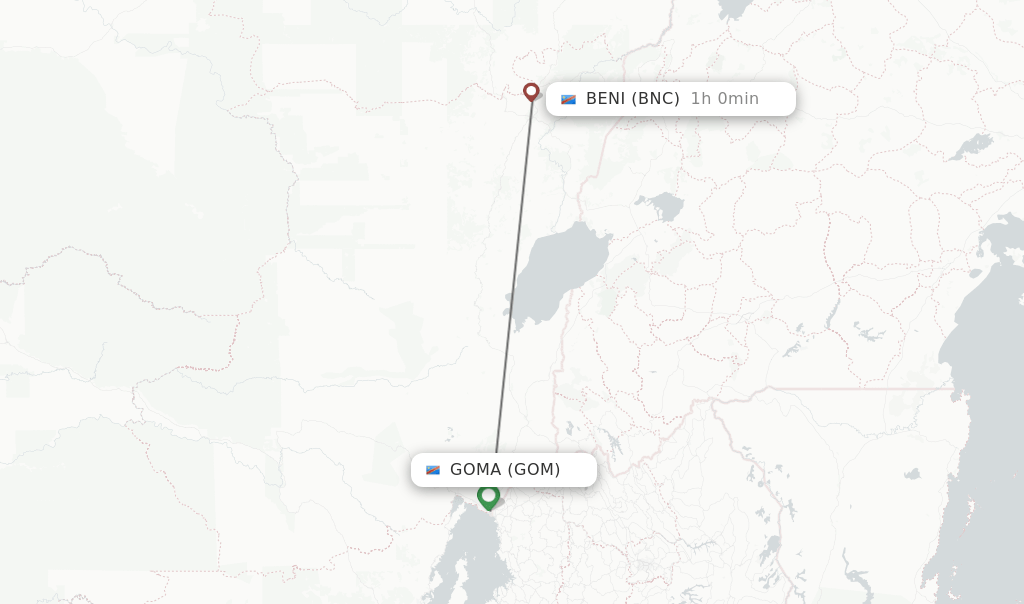 Direct (nonstop) flights from Goma to Beni schedules