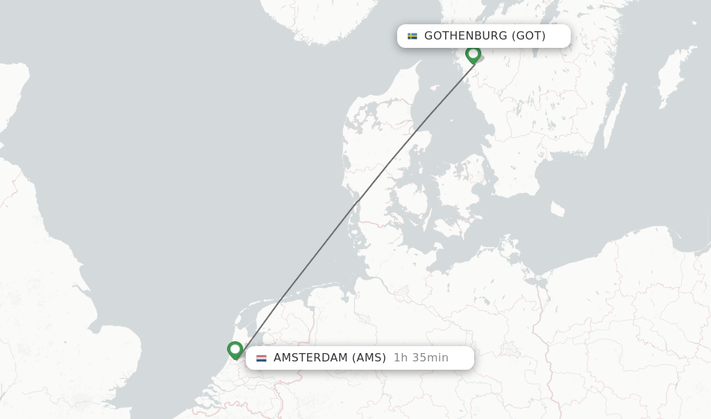 Direct (nonstop) flights from Gothenburg to Amsterdam schedules