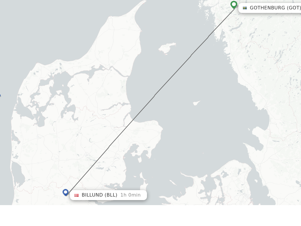 Direct (nonstop) flights from Gothenburg to Billund schedules