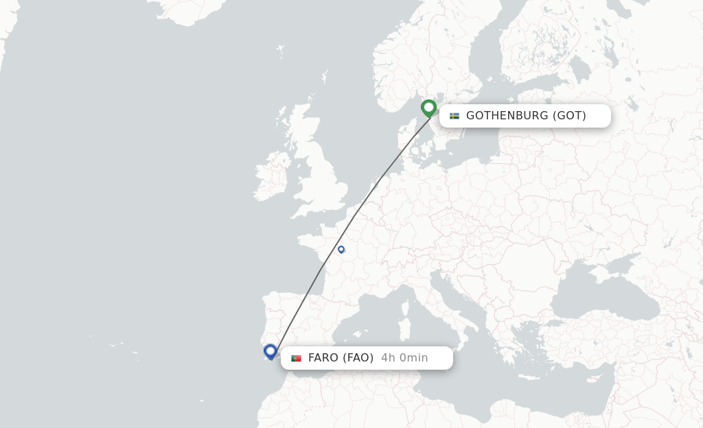 Direct (nonstop) flights from Gothenburg to Faro schedules