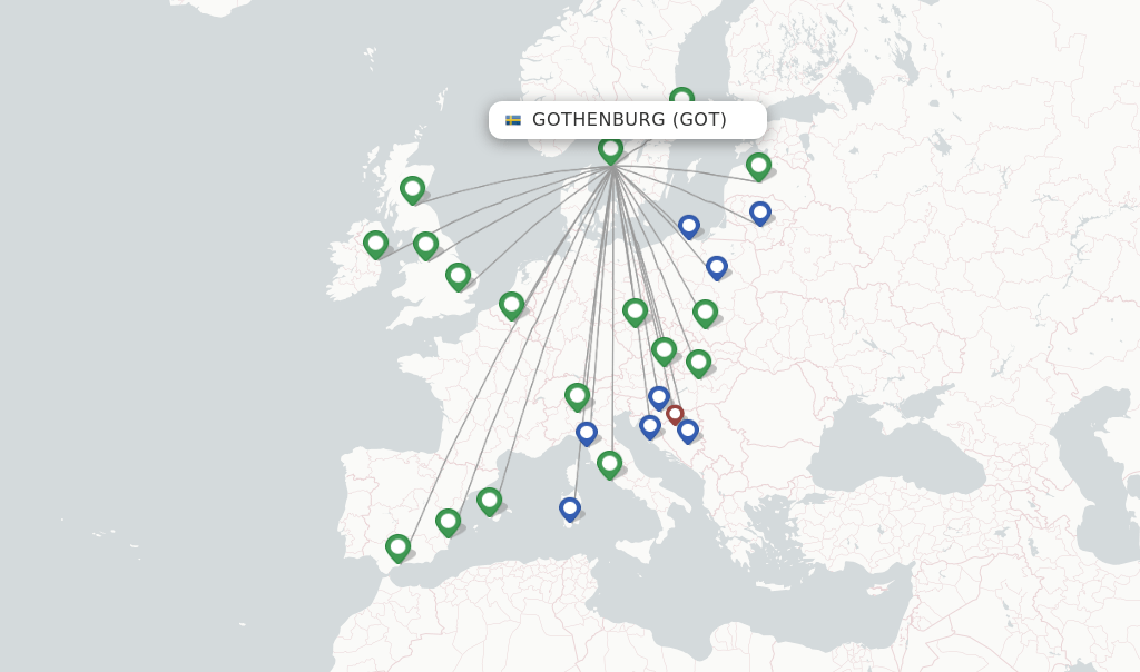 Ryanair flights from Gothenburg, GOT