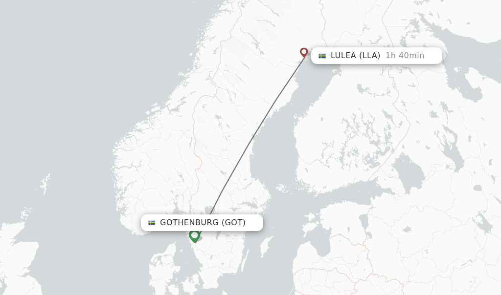 Direct (nonstop) flights from Gothenburg to Lulea schedules