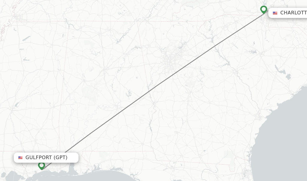 Direct (nonstop) flights from Gulfport to Charlotte schedules