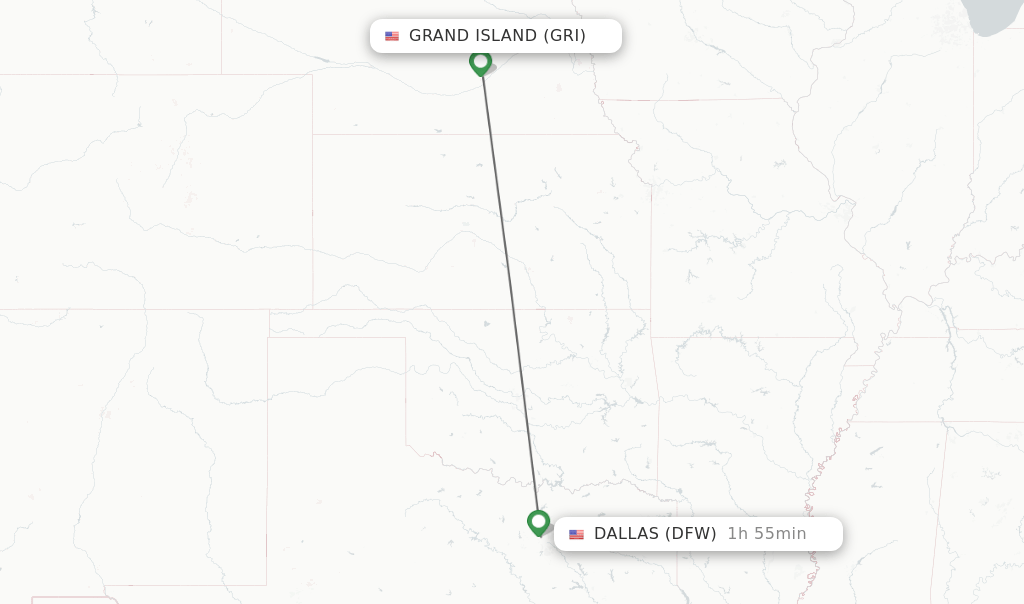 Direct (nonstop) flights from Grand Island to Dallas schedules