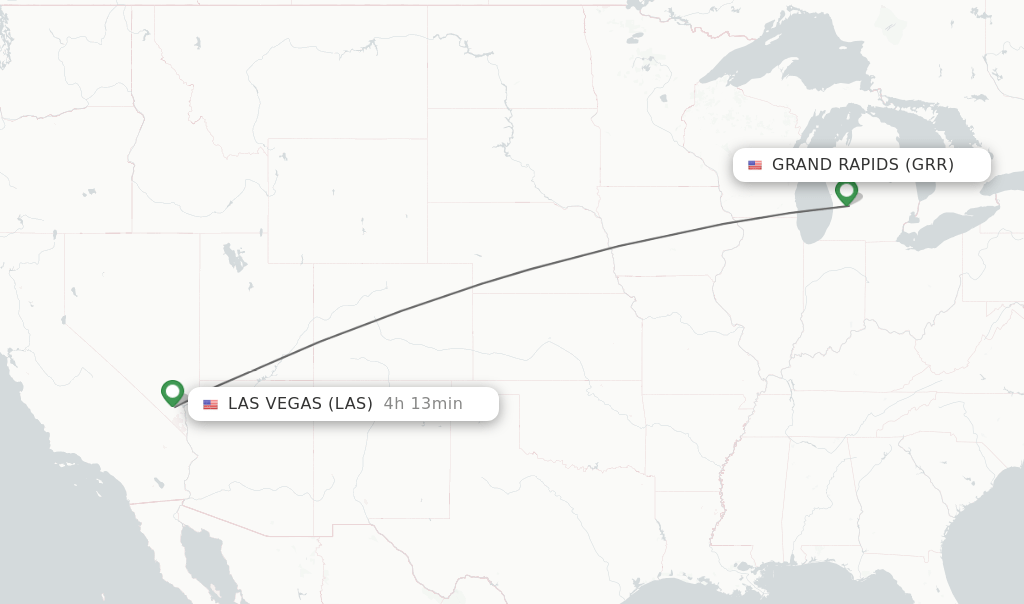 Direct (nonstop) flights from Grand Rapids to Las Vegas schedules