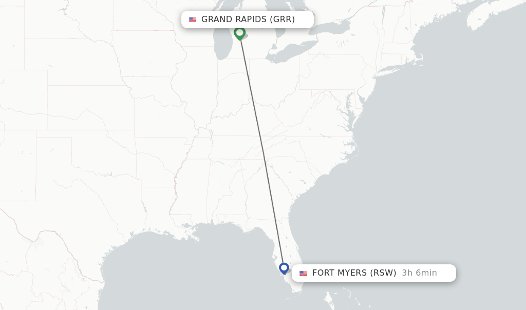 Direct (nonstop) flights from Grand Rapids to Fort Myers schedules