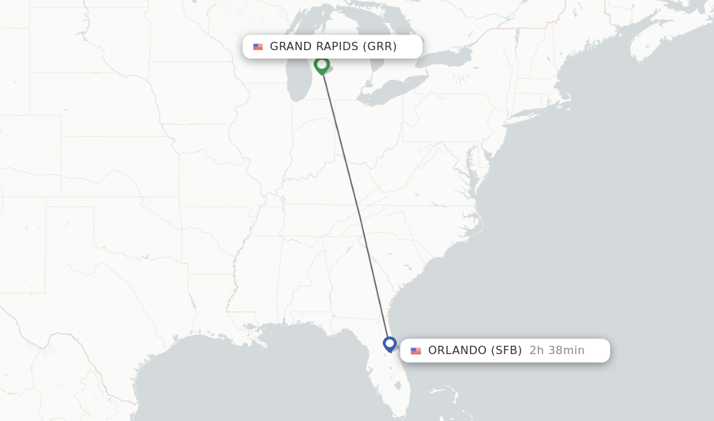 Direct (nonstop) flights from Grand Rapids to Orlando schedules