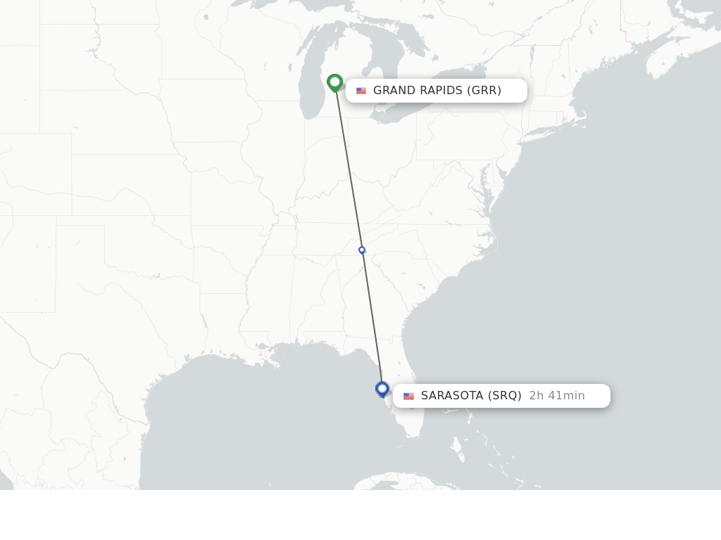 Direct (nonstop) flights from Grand Rapids to Sarasota schedules