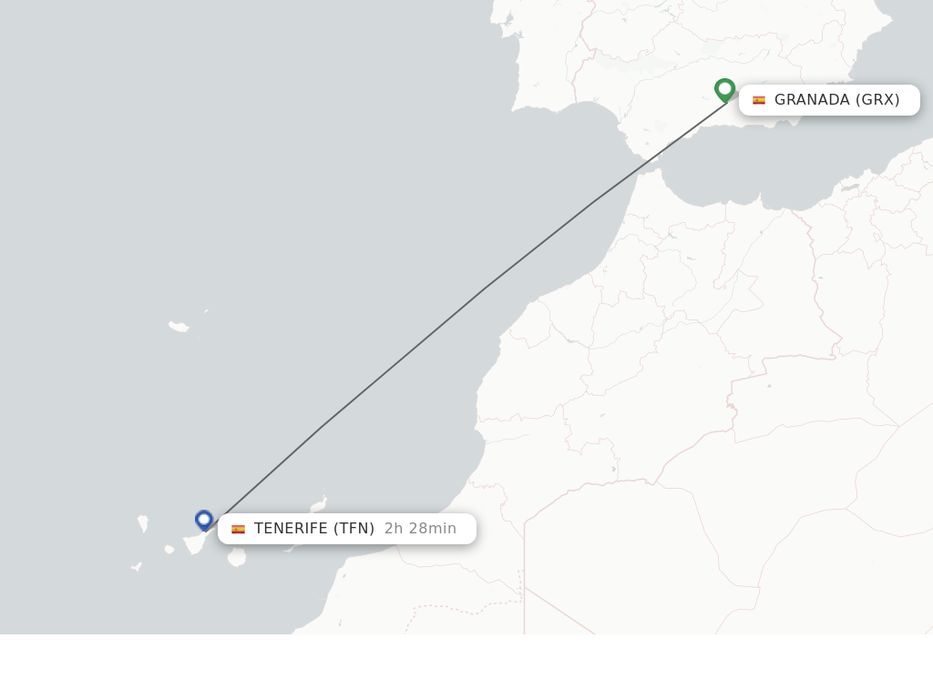 Direct (nonstop) flights from Granada to Tenerife schedules