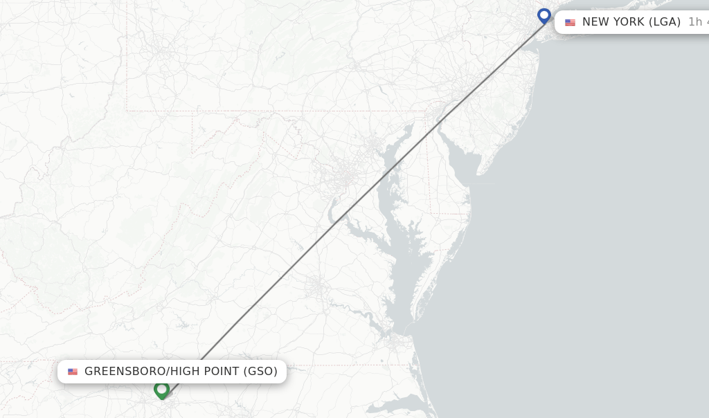 Direct (nonstop) flights from Greensboro/High Point to New York