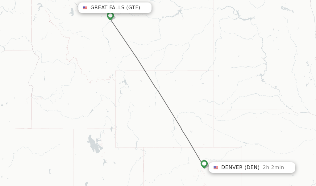 Direct (nonstop) flights from Great Falls to Denver schedules