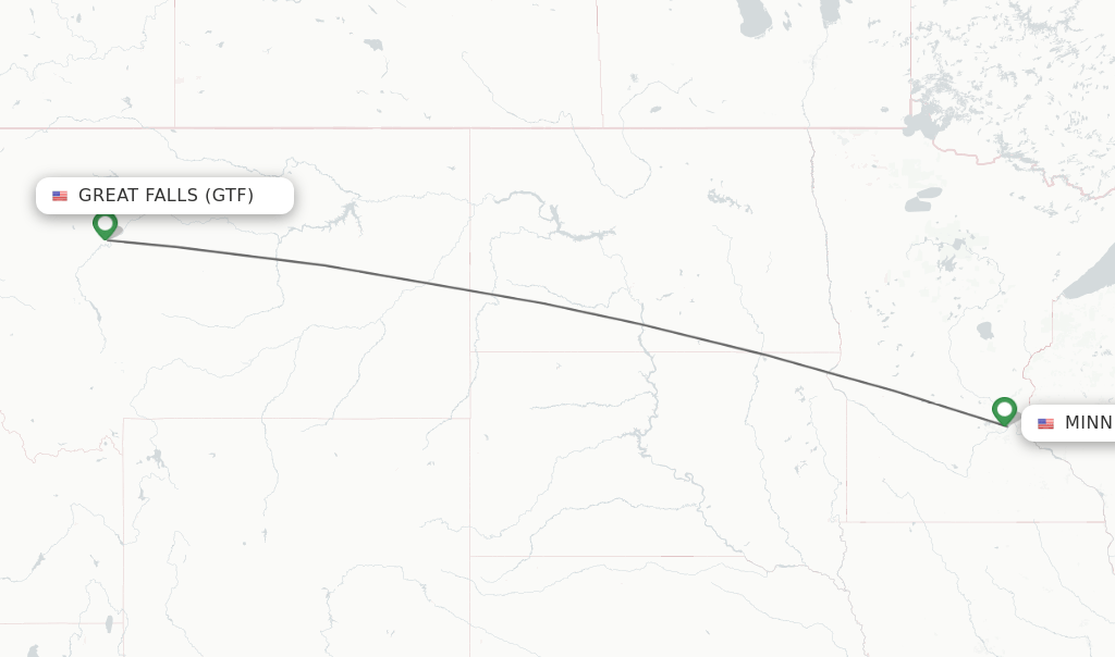 Direct (nonstop) flights from Great Falls to Minneapolis schedules