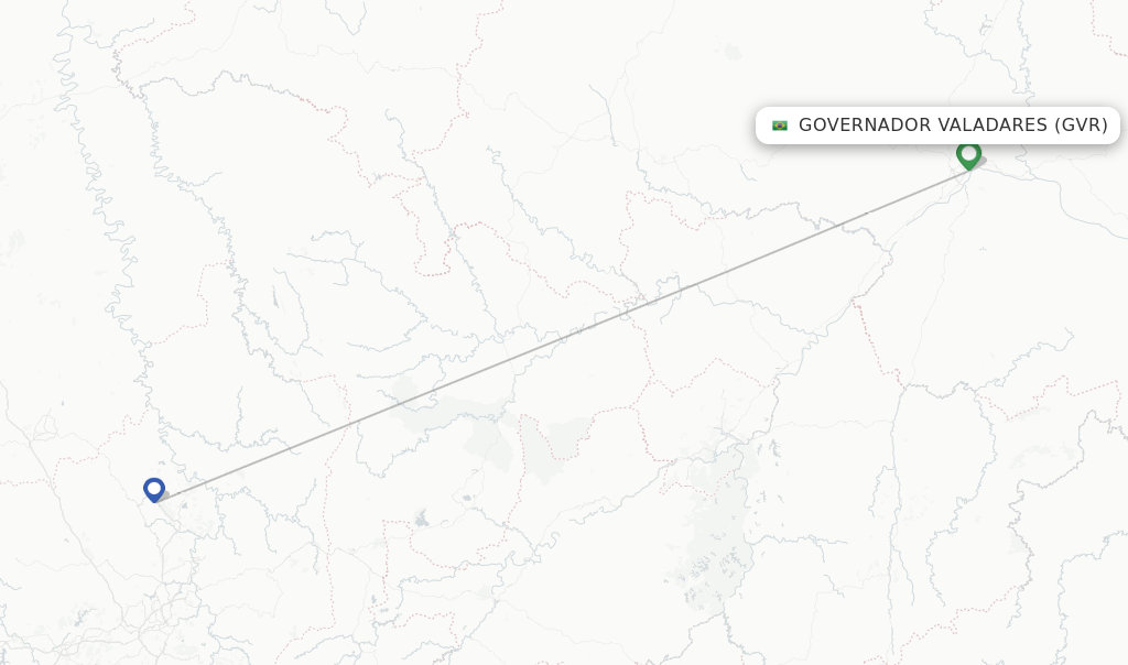 Direct (nonstop) flights from Governador Valadares Airport (GVR