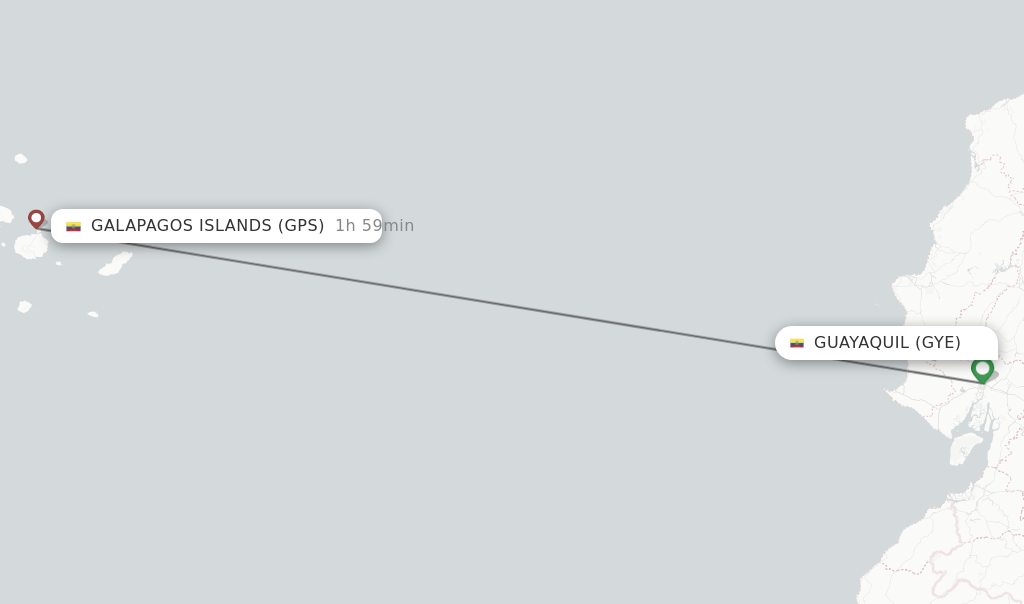 Direct (nonstop) flights from Guayaquil to Galapagos Islands