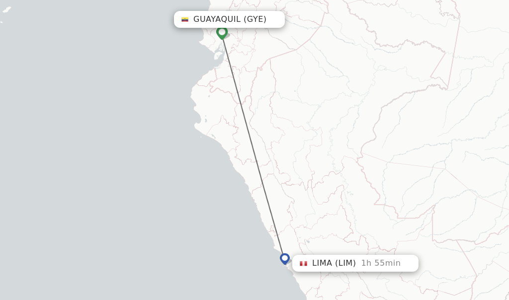 Direct (nonstop) flights from Guayaquil to Lima schedules