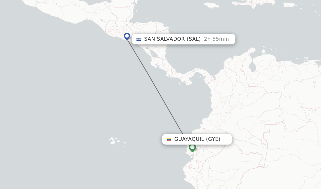 Direct (nonstop) flights from Guayaquil to San Salvador schedules