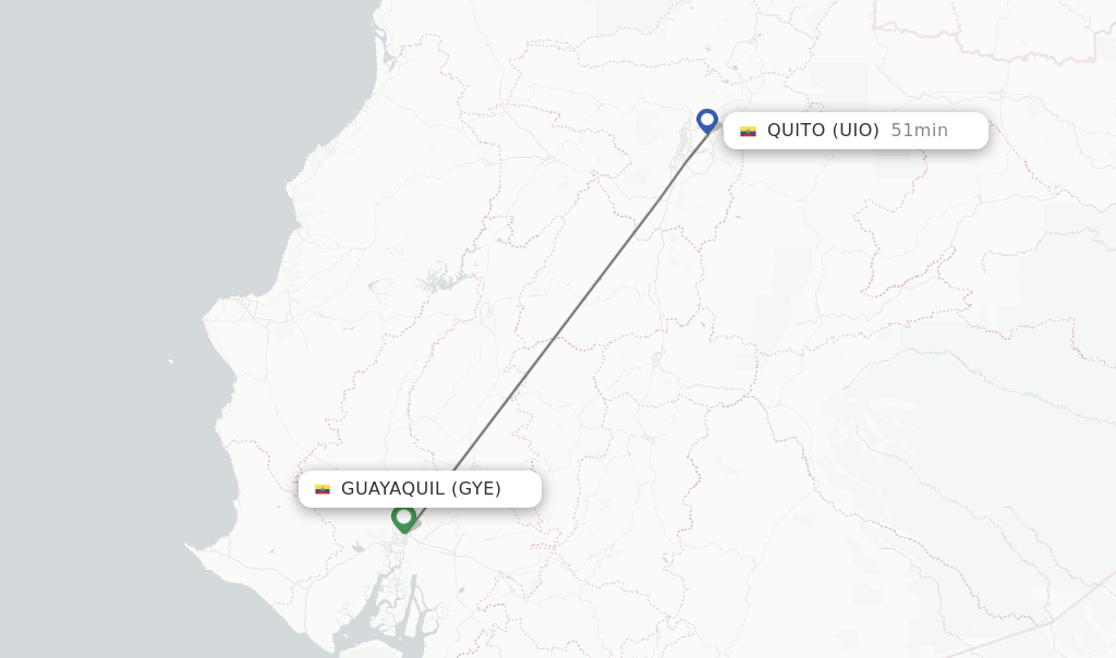 Direct (nonstop) flights from Guayaquil to Quito schedules