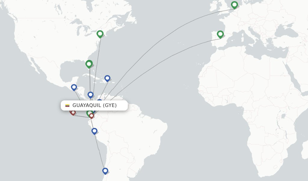 Direct (nonstop) flights from Guayaquil to Cancun schedules