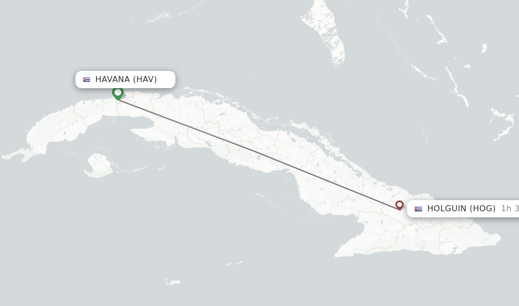 Direct (nonstop) flights from Havana to Holguin schedules