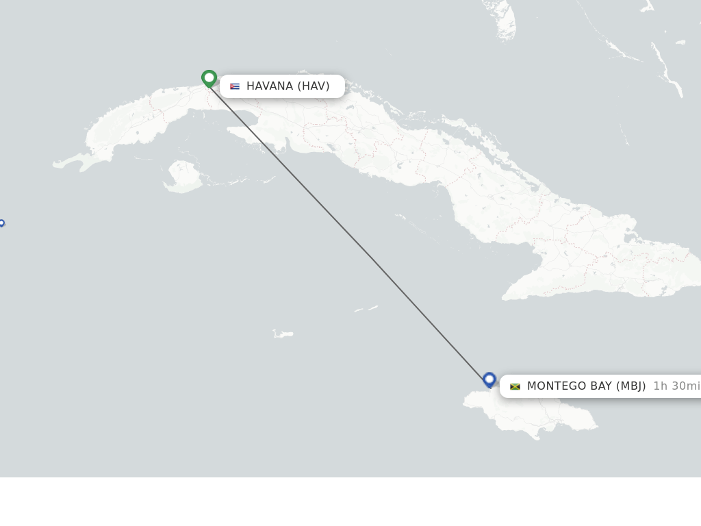 Direct (nonstop) flights from Havana to Montego Bay schedules