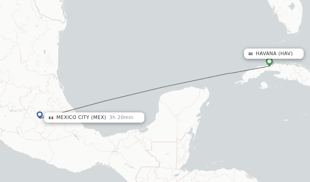 Direct (nonstop) flights from Havana to Mexico City schedules