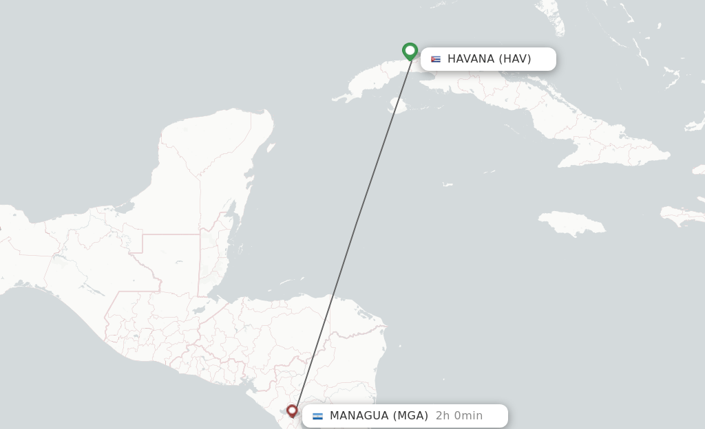 Direct (nonstop) flights from Havana to Managua schedules
