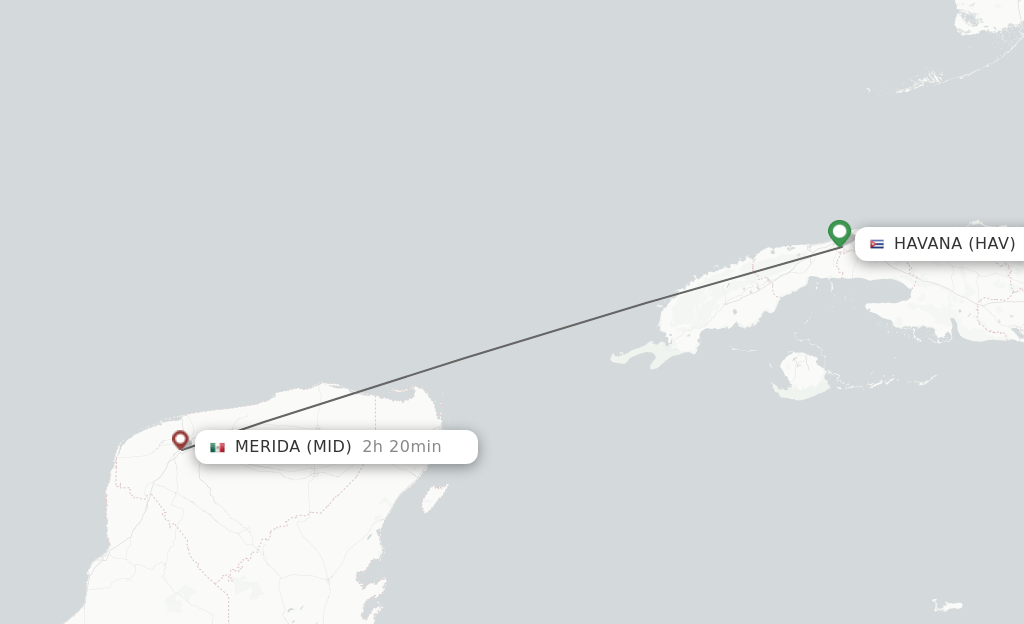 Direct (nonstop) flights from Havana to Merida schedules