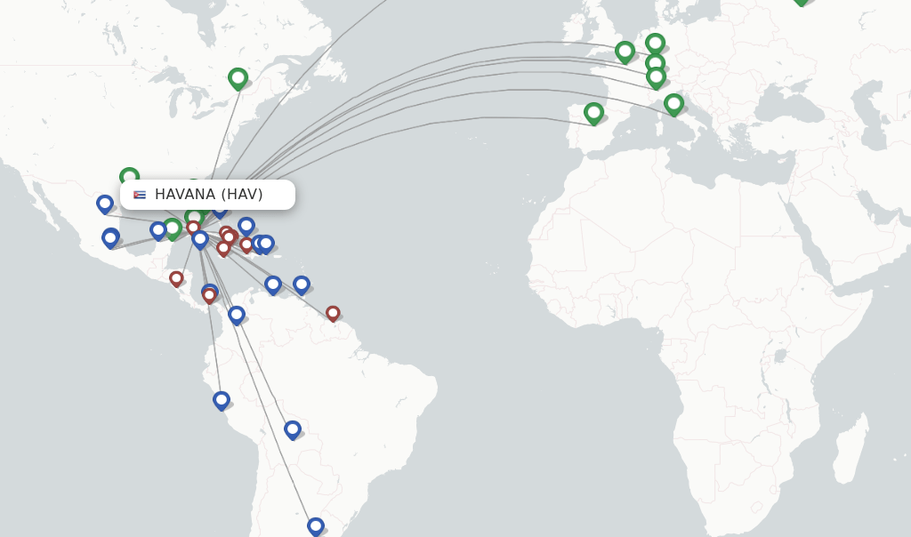 Direct (nonstop) flights from Havana to Managua schedules