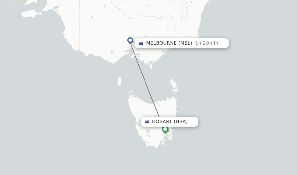 Direct (nonstop) flights from Hobart to Melbourne schedules