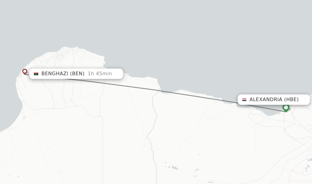 Direct (nonstop) flights from Alexandria to Benghazi schedules