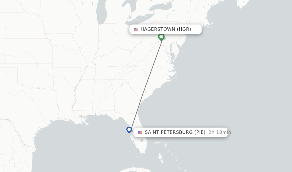 Direct (nonstop) flights from Hagerstown to Saint Petersburg