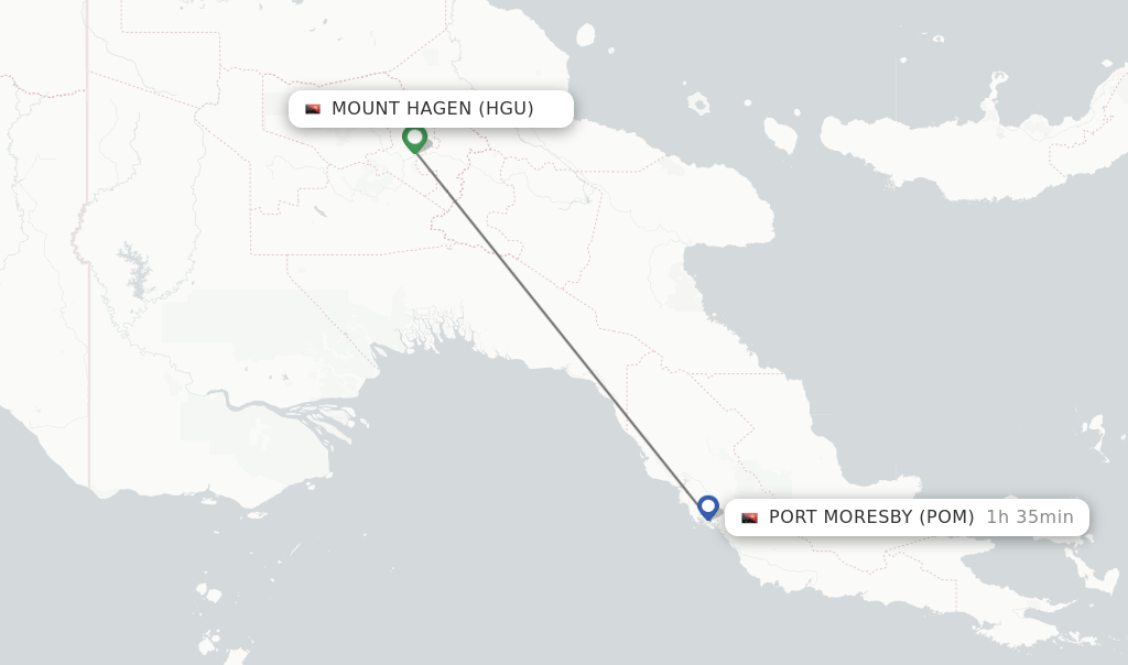 Direct (nonstop) flights from Mount Hagen to Port Moresby schedules