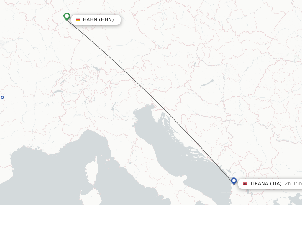 Direct (nonstop) flights from Hahn to Tirana schedules
