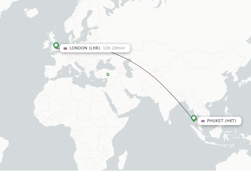 Direct (nonstop) flights from Phuket to London schedules