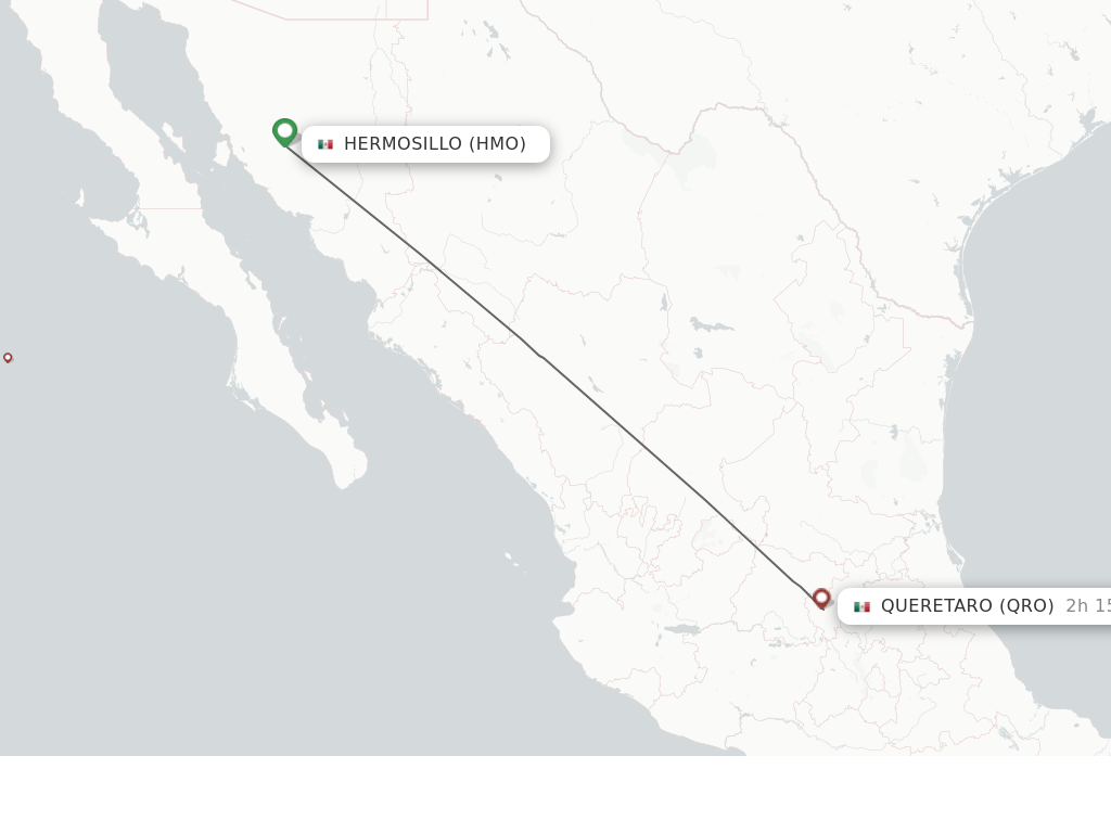 Direct (nonstop) flights from Hermosillo to Queretaro schedules