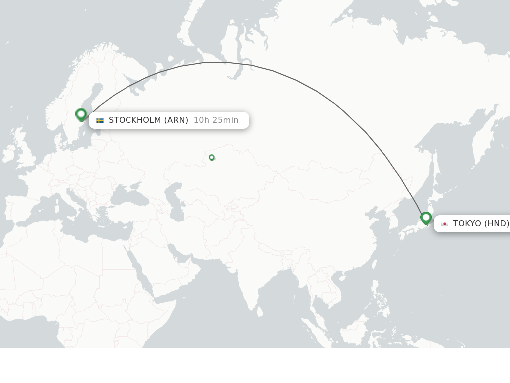 Direct (nonstop) flights from Tokyo to Stockholm schedules