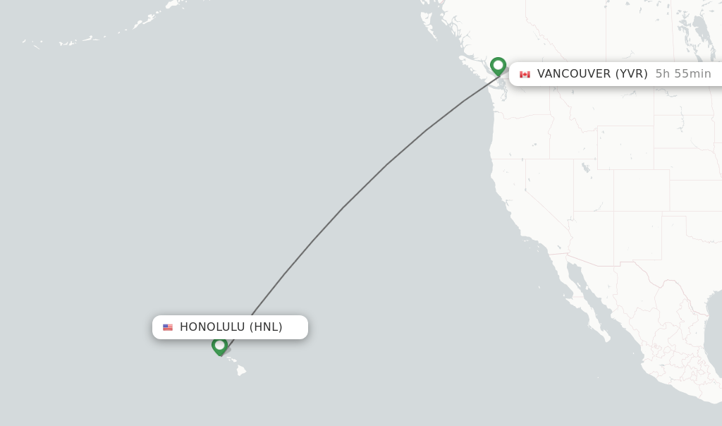 Direct (nonstop) flights from Honolulu to Vancouver schedules