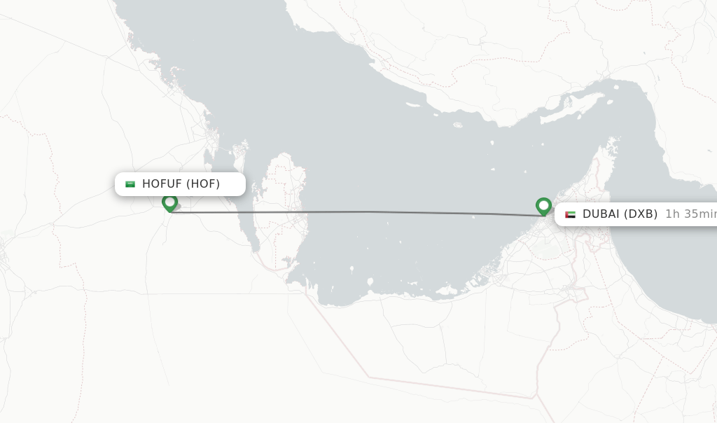Direct (nonstop) flights from Hofuf to Dubai schedules