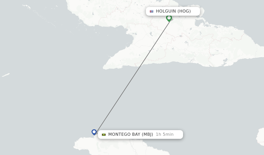 Direct (nonstop) flights from Holguin to Montego Bay schedules