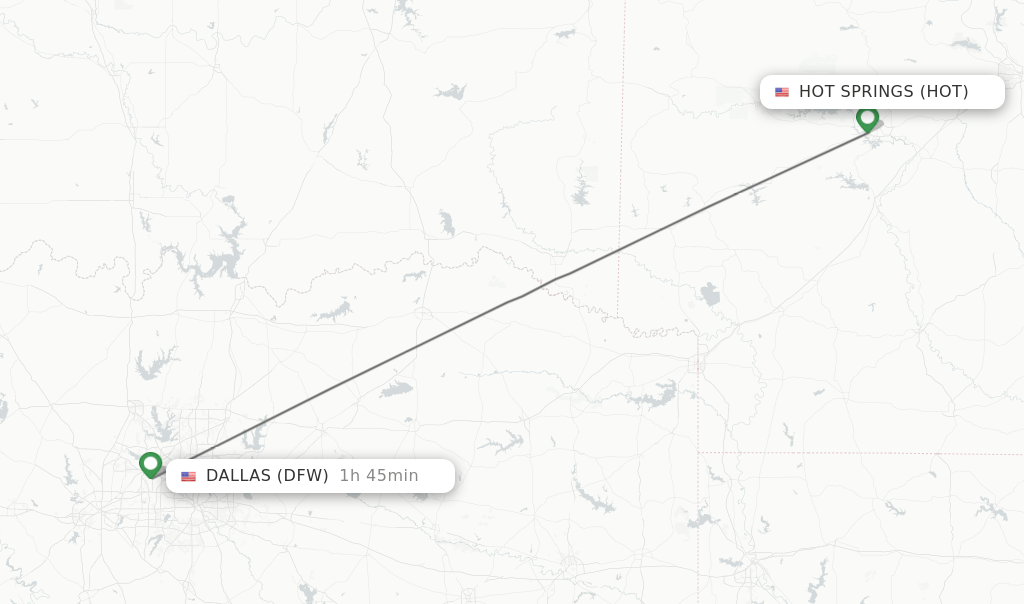Direct (nonstop) flights from Hot Springs to Dallas schedules
