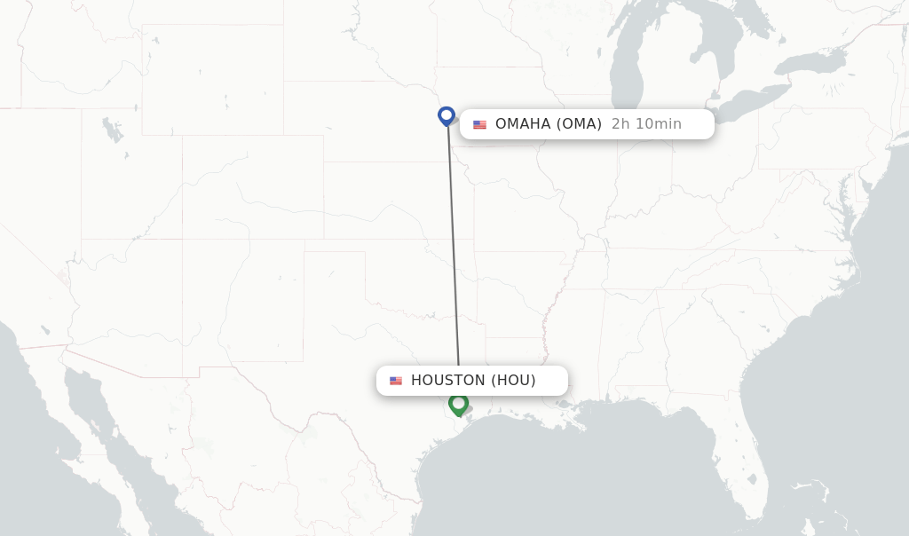 Direct (nonstop) flights from Houston to Omaha schedules
