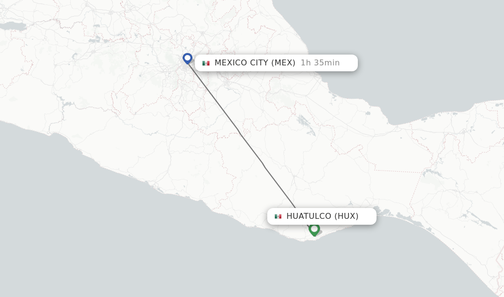 Direct (nonstop) flights from Huatulco to Mexico City schedules