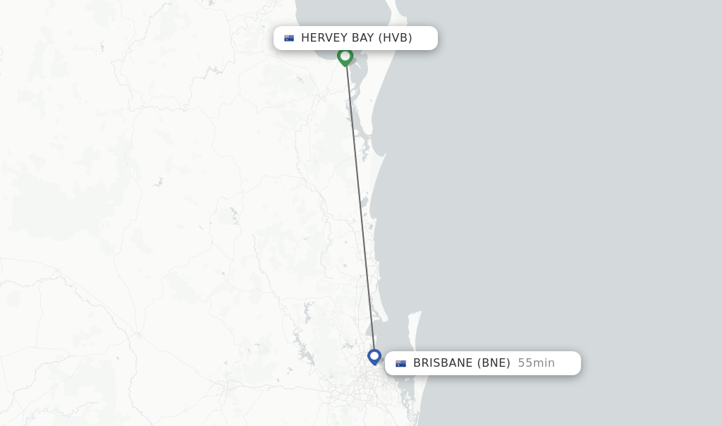 Direct (nonstop) flights from Hervey Bay to Brisbane schedules