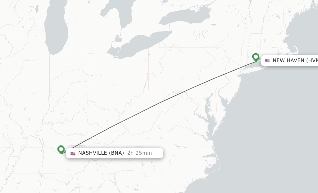 Direct (nonstop) flights from New Haven to Nashville schedules