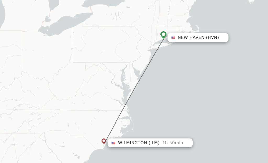 Direct (nonstop) flights from New Haven to Wilmington schedules