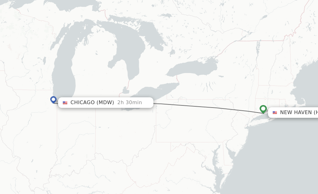 Direct (nonstop) flights from New Haven to Chicago schedules