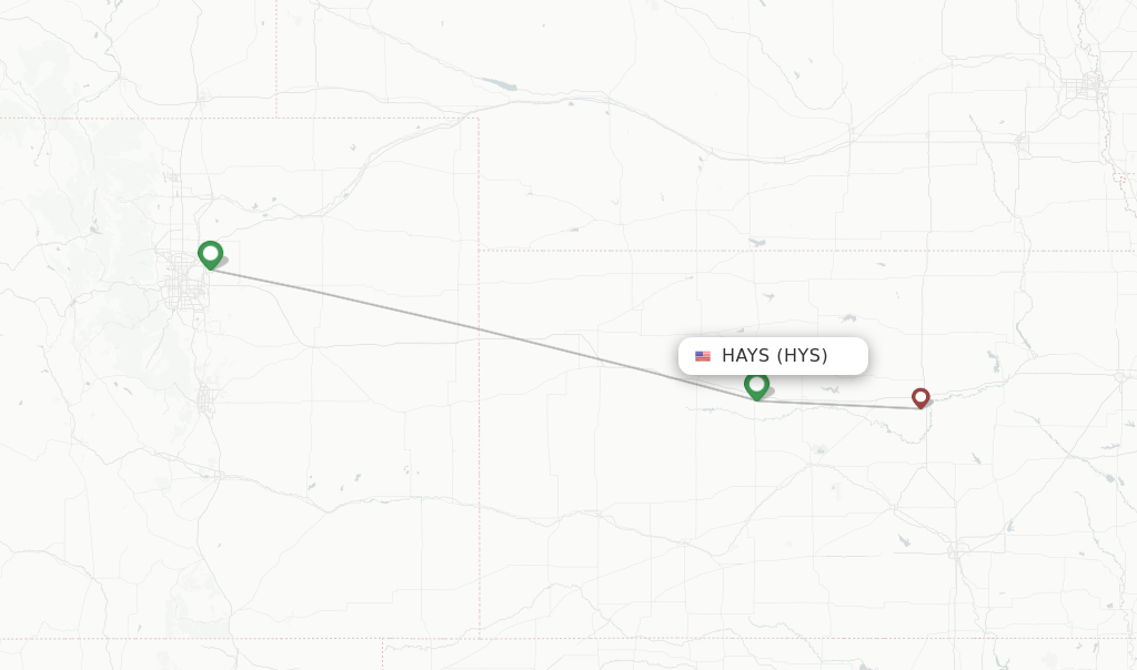 Direct (nonstop) flights from Hays Regional Airport (HYS