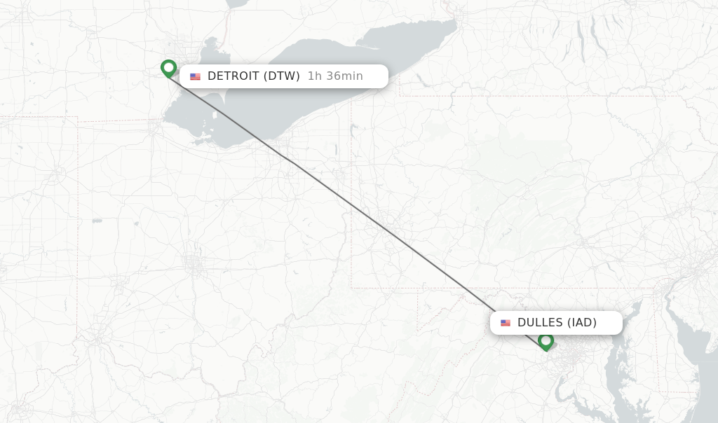 Direct (nonstop) flights from Dulles to Detroit schedules