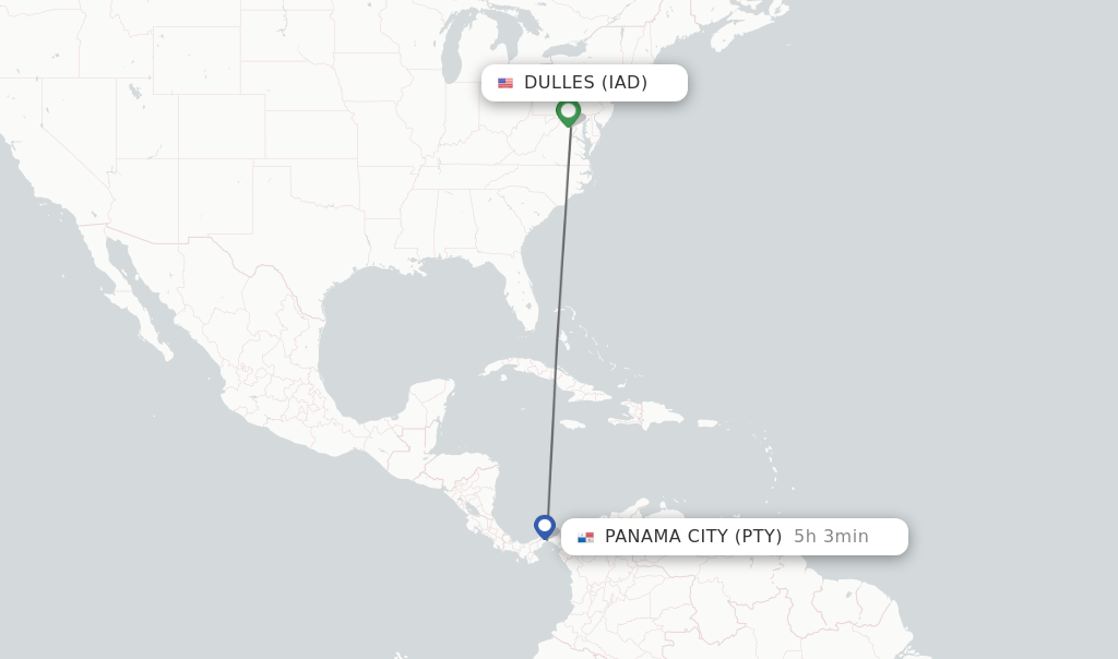 Direct (nonstop) flights from Dulles to Panama City schedules